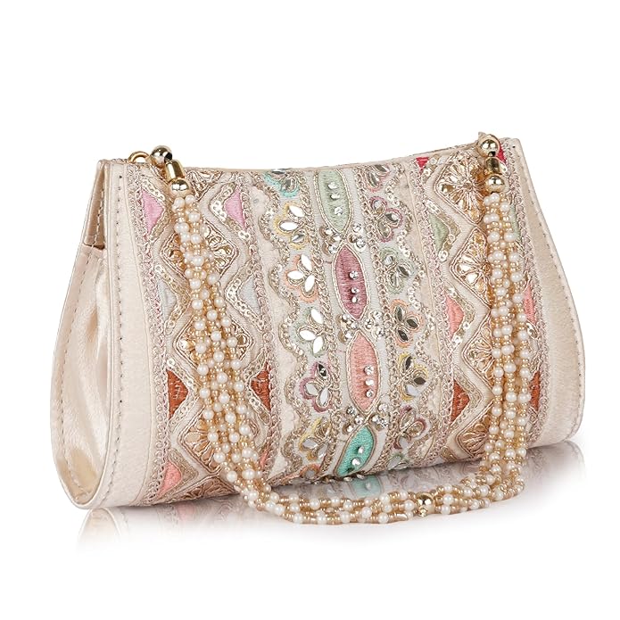 Roshni Embroidered Pearl Potli Clutch