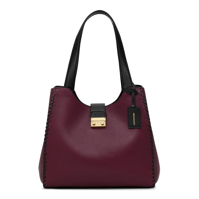 Bela Whipstitch Lock Shoulder Bag